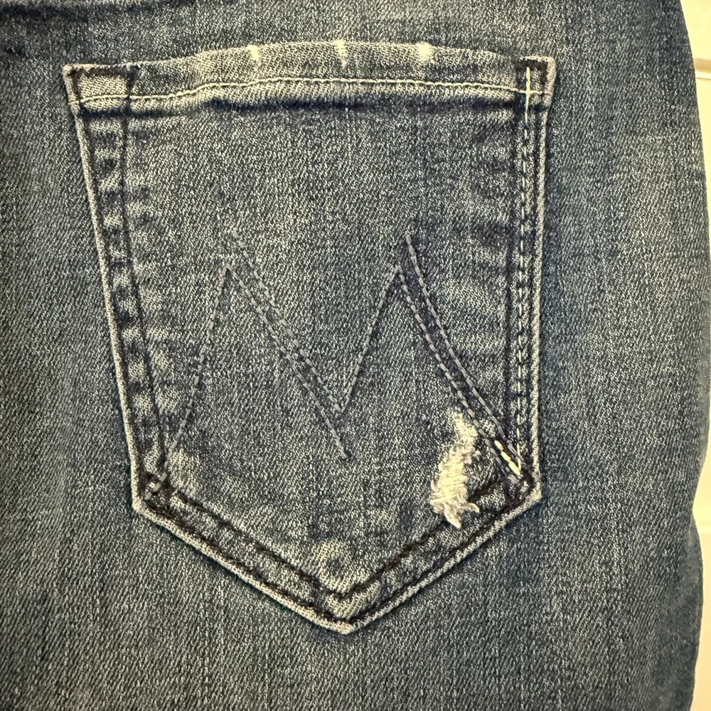 MOTHER Four Points Fray Denim Mini Skirt